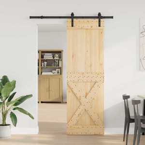 vidaXL Ușă glisantă NARVIK Natural și Negru 70 x 210 cm (152, 5 cm) imagine