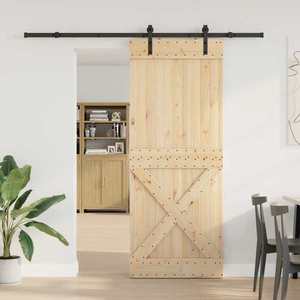 vidaXL Ușă glisantă NARVIK Natural și Negru 90 x 210 cm (213, 5 cm) imagine