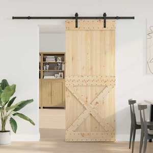 vidaXL Ușă glisantă NARVIK Natural și Negru 100 x 210 cm (213, 5 cm) imagine