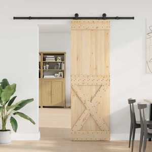 vidaXL Ușă glisantă NARVIK Natural și Negru 70 x 210 cm (213, 5 cm) imagine