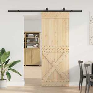 vidaXL Ușă glisantă NARVIK Natural și Negru 85 x 210 cm (213, 5 cm) imagine