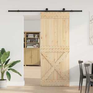 vidaXL Ușă glisantă NARVIK Natural și Negru 90 x 210 cm (213, 5 cm) imagine