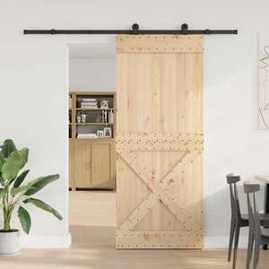 vidaXL Ușă glisantă NARVIK Natural și Negru 95 x 210 cm (213, 5 cm) imagine