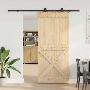 vidaXL Ușă glisantă NARVIK Natural și Negru 100 x 210 cm (213, 5 cm) imagine