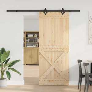 vidaXL Ușă glisantă NARVIK Natural și Negru 95 x 210 cm (213, 5 cm) imagine