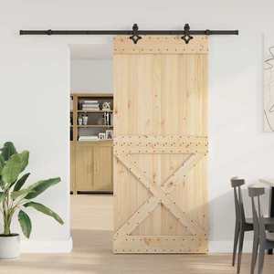 vidaXL Ușă glisantă NARVIK Natural și Negru 100 x 210 cm (213, 5 cm) imagine