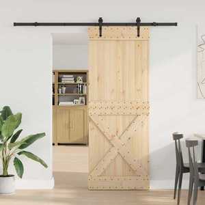 vidaXL Ușă glisantă NARVIK Natural și Negru 85 x 210 cm (213, 5 cm) imagine