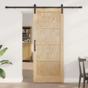 vidaXL Ușă glisantă natural 83 x 202 cm Lemn masiv de pin imagine
