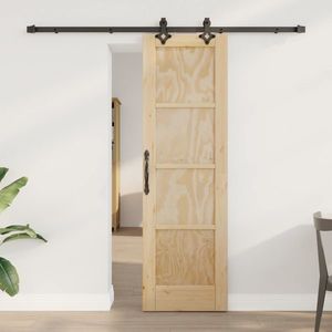 vidaXL Ușă glisantă Natural și Negru 61 x 198, 5 cm Lemn masiv de pin imagine