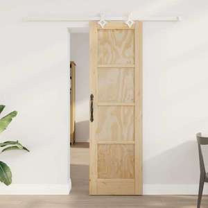 vidaXL Ușă glisantă Natural și Alb 61 x 198, 5 cm Lemn masiv de pin imagine