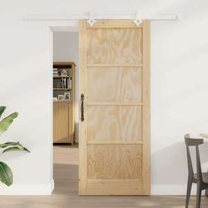 vidaXL Ușă glisantă Natural și Alb 83 x 202 cm Lemn masiv de pin imagine