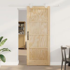 vidaXL Ușă glisantă Natural și Alb 83 x 211 cm Lemn masiv de pin imagine