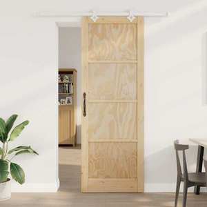 vidaXL Ușă glisantă Natural și Alb 83 x 232 cm Lemn masiv de pin imagine