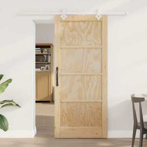 vidaXL Ușă glisantă Natural și Alb 86 x 198, 5 cm Lemn masiv de pin imagine