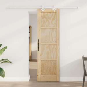 vidaXL Ușă glisantă Natural și Alb 61 x 198, 5 cm Lemn masiv de pin imagine
