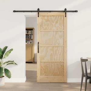 vidaXL Ușă glisantă ORKDAL Natural și Negru 86 x 198, 5 cm imagine