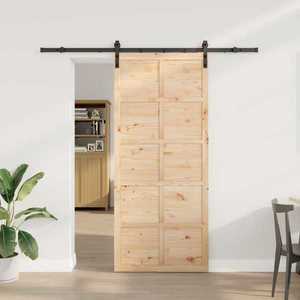 vidaXL Ușă glisantă natural 90 x 208 cm Lemn masiv de pin imagine