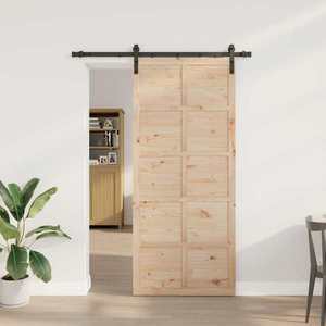vidaXL Ușă glisantă natural 80 x 208 cm Lemn masiv de pin imagine