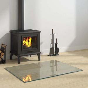 vidaXL Placă de sticlă pentru semineu Transparent 80 x 60 cm Sticlă imagine