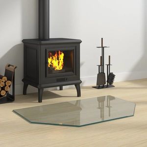 vidaXL Placă de sticlă pentru semineu Transparent 80 x 50 cm Sticlă imagine
