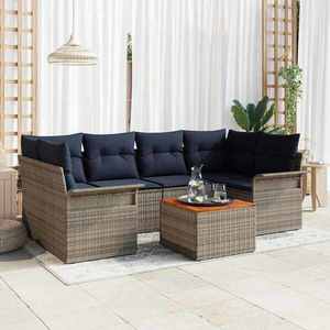 vidaXL Set de canapele pentru grădină 7 pcs Gri și albastru marin imagine
