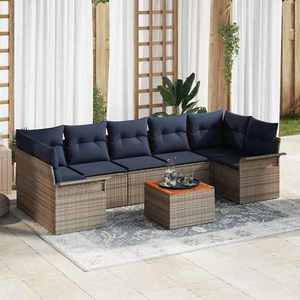 vidaXL Set de canapele pentru grădină 8 pcs Gri și albastru marin imagine