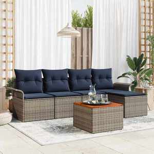 vidaXL Set de canapele pentru grădină 6 pcs Gri și albastru marin imagine