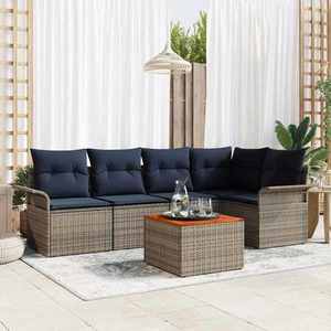vidaXL Set de canapele pentru grădină 6 pcs Gri și albastru marin imagine