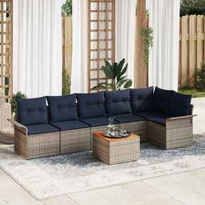 vidaXL Set de canapele pentru grădină 7 pcs Gri și albastru marin imagine
