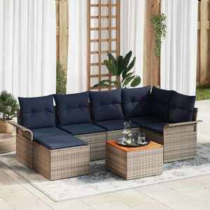 vidaXL Set de canapele pentru grădină 7 pcs Gri și albastru marin imagine