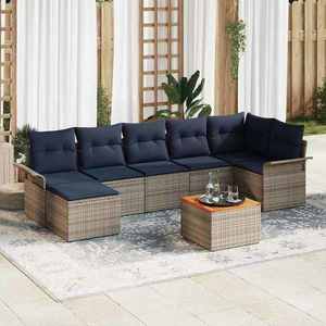 vidaXL Set de canapele pentru grădină 8 pcs Gri și albastru marin imagine