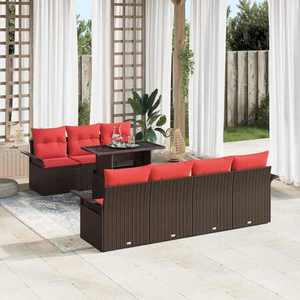 vidaXL Set de canapele pentru grădină cu pernă 8 pcs Maro Poli Rattan imagine