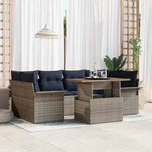vidaXL Set de canapele pentru grădină 7 pcs Gri Rattan poli imagine