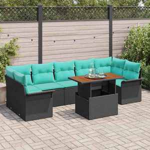 vidaXL Set de canapele pentru grădină 8 pcs Negru Rattan poli imagine