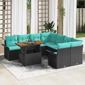 vidaXL Set de canapele pentru grădină 9 pcs Negru Rattan poli imagine