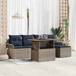 vidaXL Set de canapele pentru grădină 6 pcs Gri Rattan poli imagine