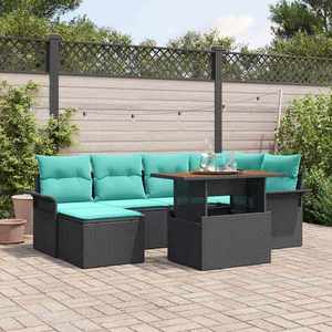 vidaXL Set de canapele pentru grădină 7 pcs Negru Rattan poli imagine
