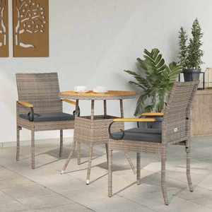 vidaXL Scaune de grădină cu pernă 2 pcs Gri și gri închis imagine
