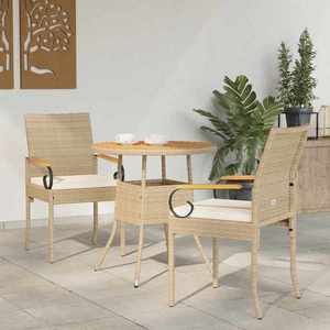 vidaXL Scaune de grădină cu pernă 2 pcs Bej și alb crem imagine