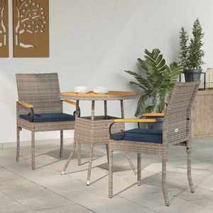 vidaXL Scaune de grădină cu pernă 2 pcs Gri și albastru marin imagine