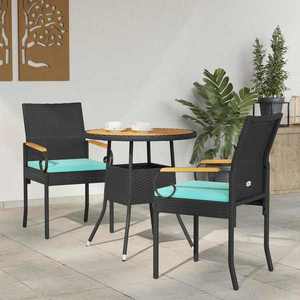 vidaXL Scaune de grădină cu pernă 2 pcs Negru și Turcoaz imagine