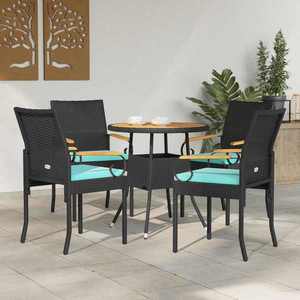 vidaXL Scaune de grădină cu pernă 4 pcs Negru și Turcoaz imagine