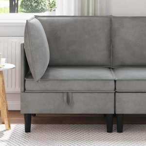 vidaXL Sofa cu Depozitare Gri deschis Catifea imagine