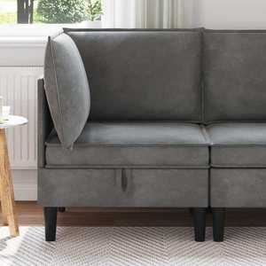 vidaXL Sofa cu Depozitare Gri închis Catifea imagine