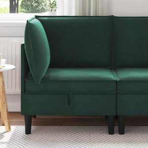 vidaXL Sofa cu Depozitare Verde închis Catifea imagine