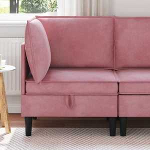 vidaXL Sofa cu Depozitare Roz Catifea imagine