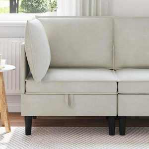 vidaXL Sofa cu Depozitare Crem Catifea imagine