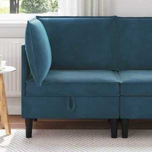 vidaXL Sofa cu Depozitare albastru Catifea imagine
