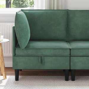vidaXL Sofa cu Depozitare Verde Mării Catifea imagine