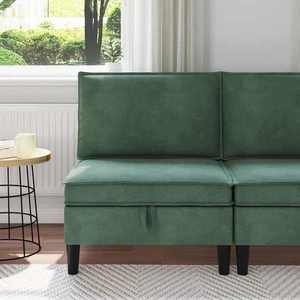 vidaXL Sofa cu Depozitare Verde Mării Catifea imagine